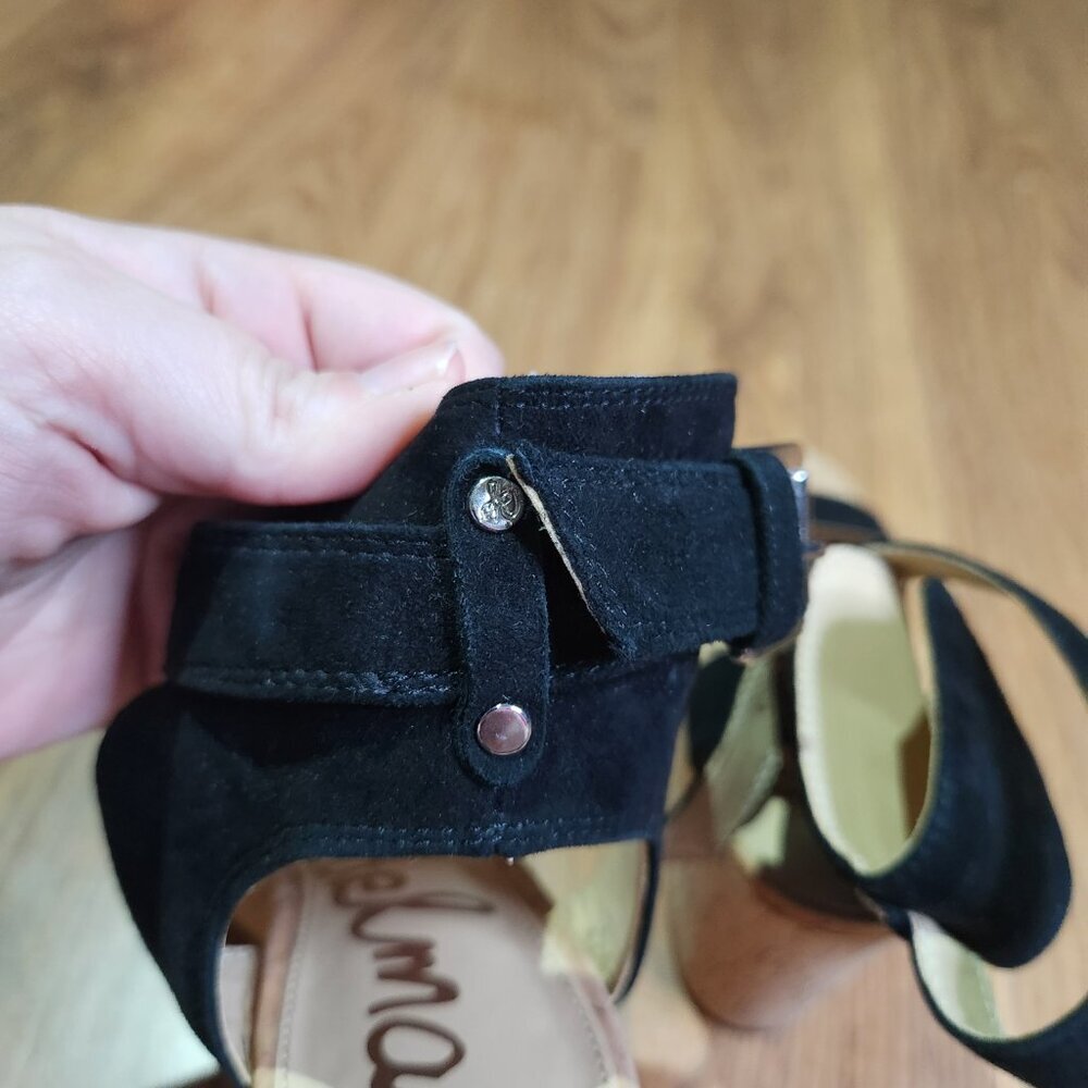 Sam Edelman Black Wedge Sandals with Cork Heel, Size 8M - Picture 6 of 9